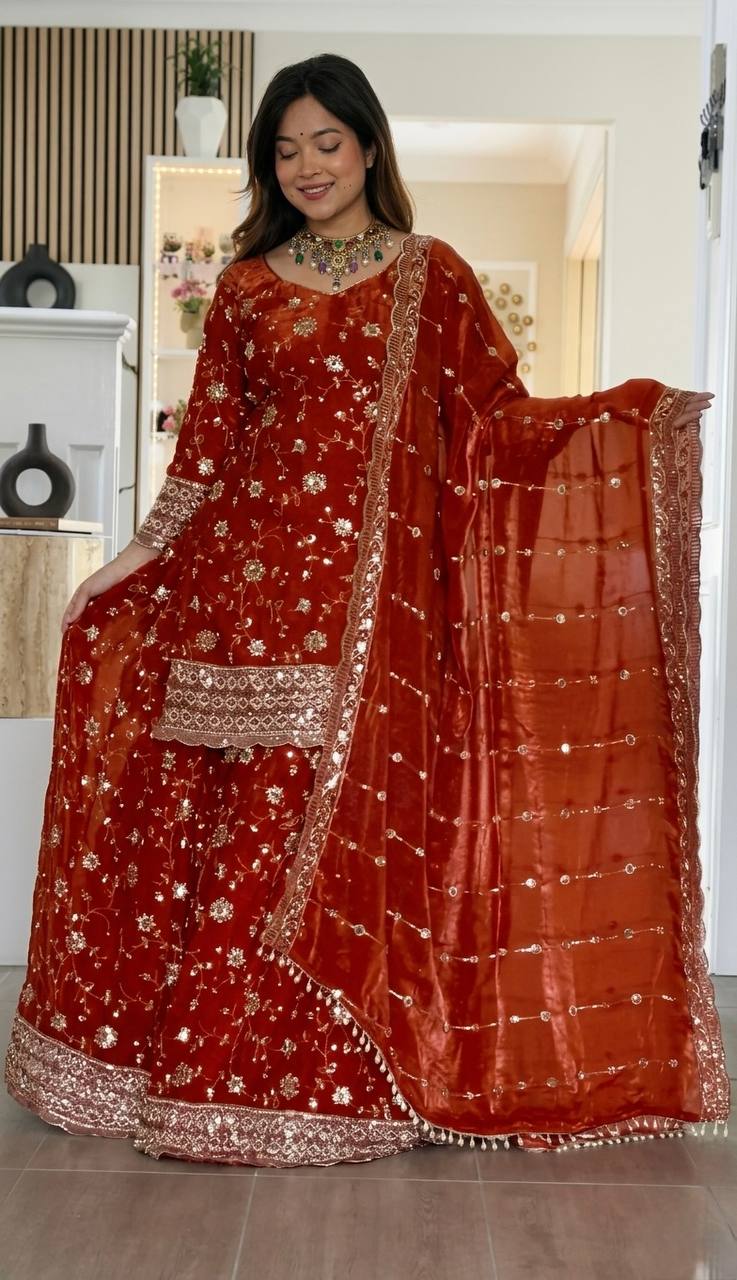 Neo-Classic Burnt Orange Couture